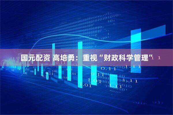 国元配资 高培勇：重视“财政科学管理”
